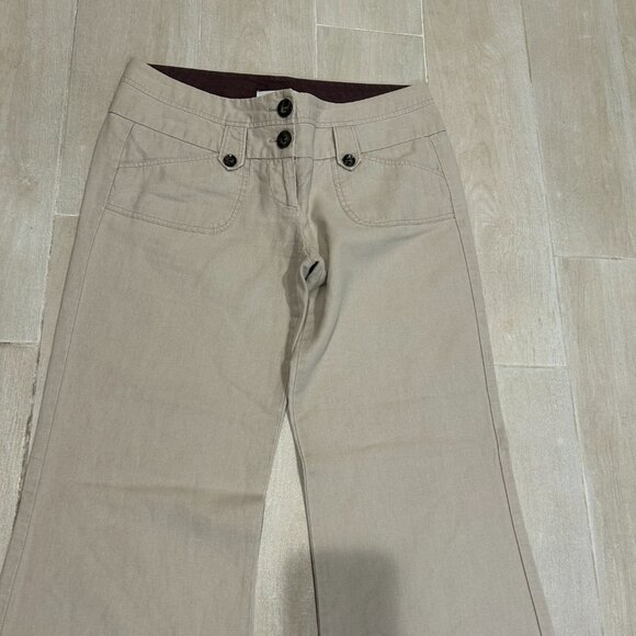 Juniors Womens Charlotte Russe Linen Cotton Low-Rise Flat Front Flared Pants 7 - Picture 4 of 11